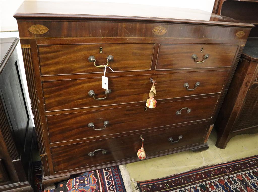A George IV inlaid mahogany Scottish chest of drawers, width 130cm, depth 55cm, height 108cm